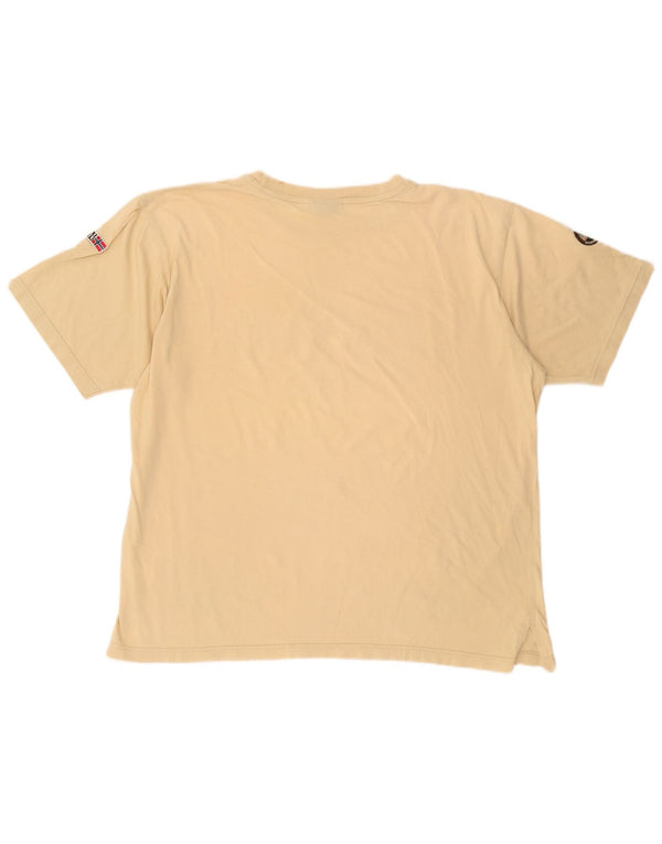 Napapijri Mens Graphic T-Shirt Top Large Beige Cotton