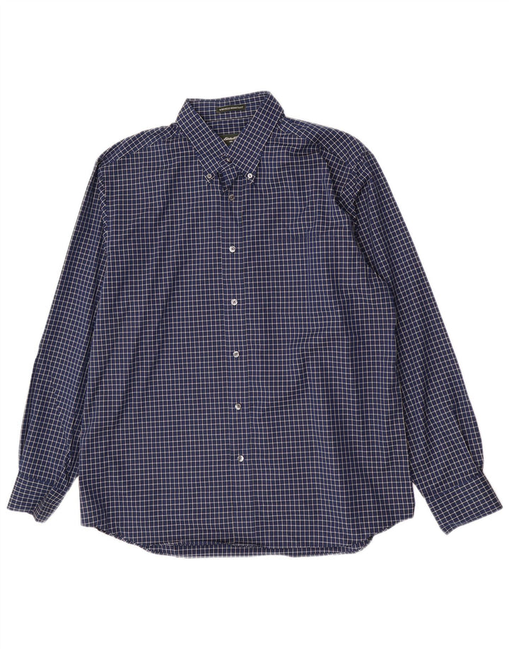 Camisa masculina Eddie Bauer grande algodão xadrez azul marinho