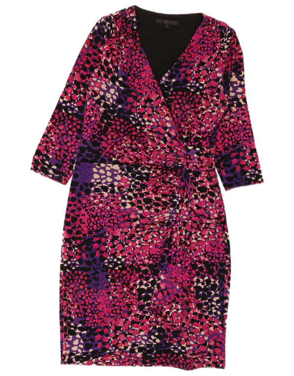 Vestido feminino com bainha de manga 3/4 da Coast Reino Unido 12 médio multicolorido manchado