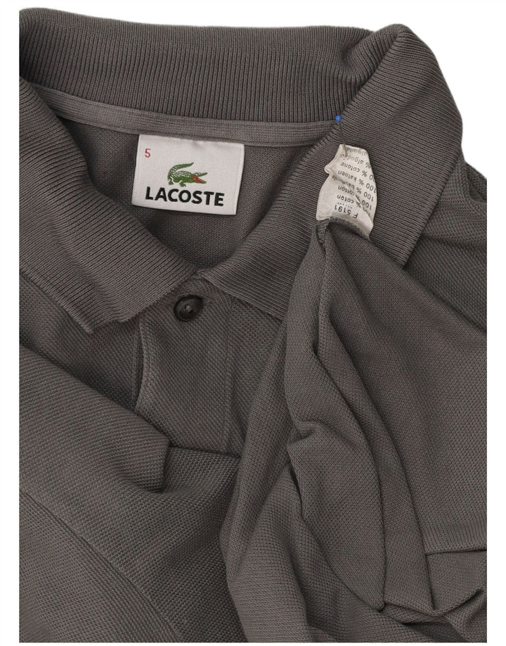 Camisa polo masculina Lacoste tamanho 5 grande algodão cinza