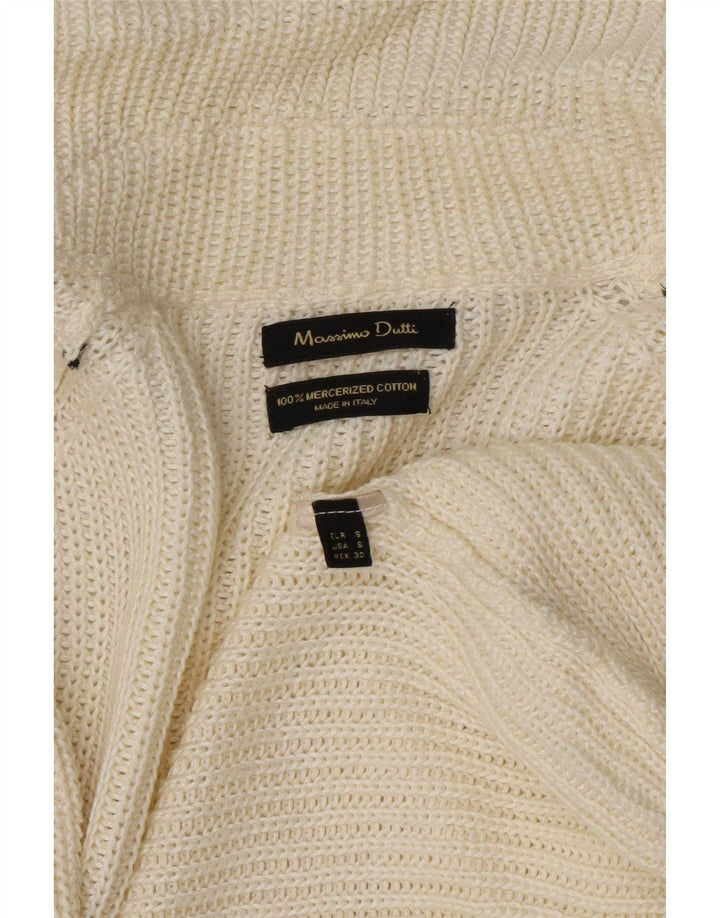 Suéter cardigan feminino Massimo Dutti Longline aberto Reino Unido 10 pequeno off white
