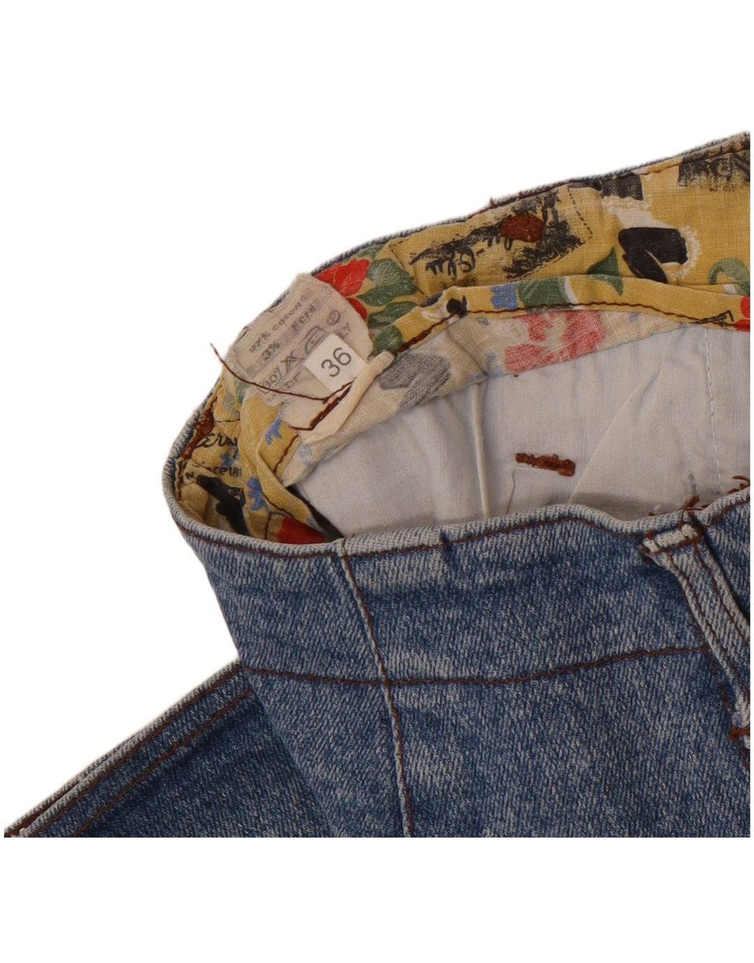 Saia jeans feminina Zip IT 44 médio W30 algodão azul