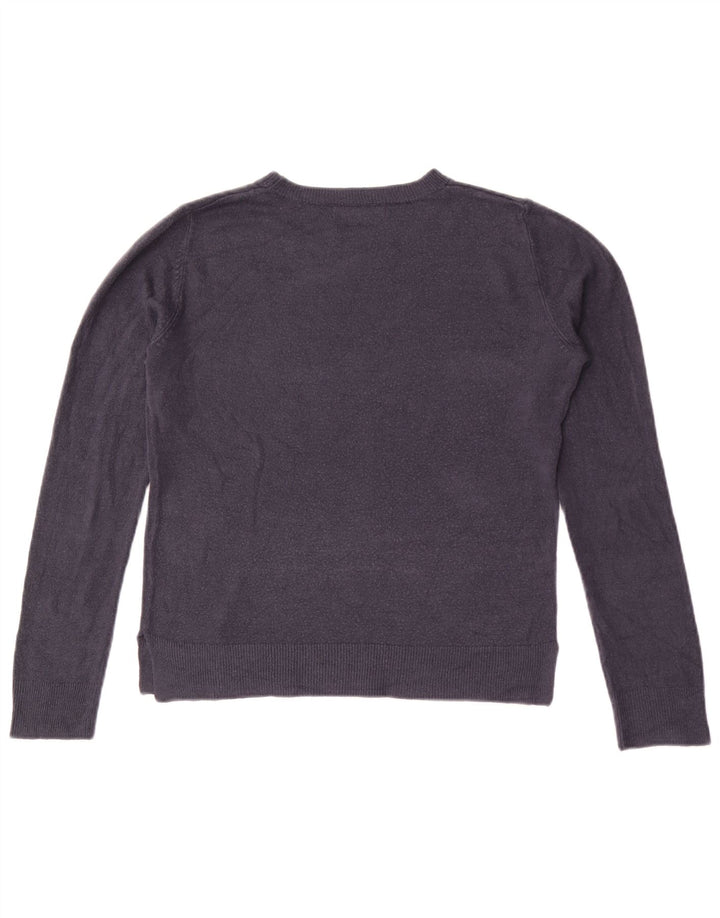 Suéter feminino Marks & Spencer com gola redonda Reino Unido 10 pequeno azul marinho