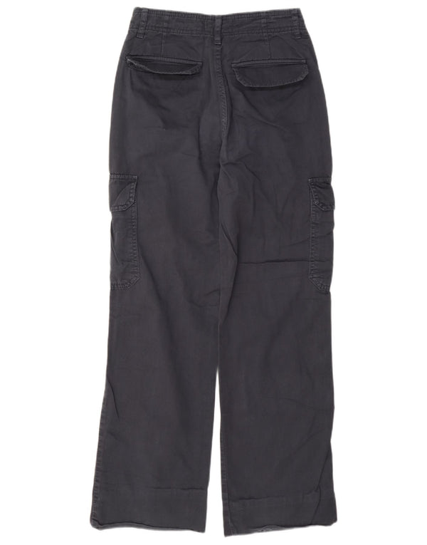 Calça cargo feminina Zara cintura alta solta ajuste UE 32 2XS W22 L28 azul marinho