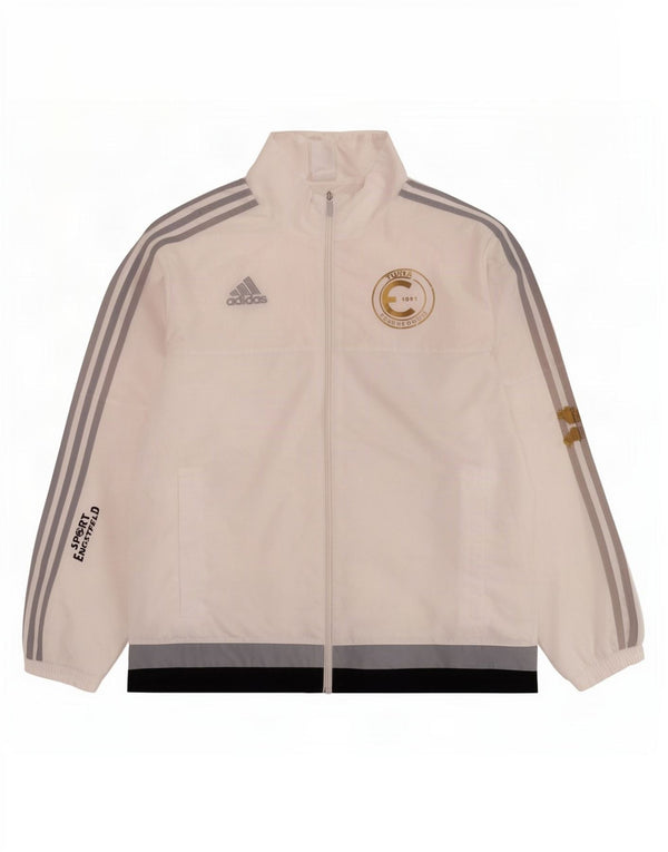 Adidas Mens Graphic Tracksuit Top Jacket Grande Branco Colorblock Poliéster