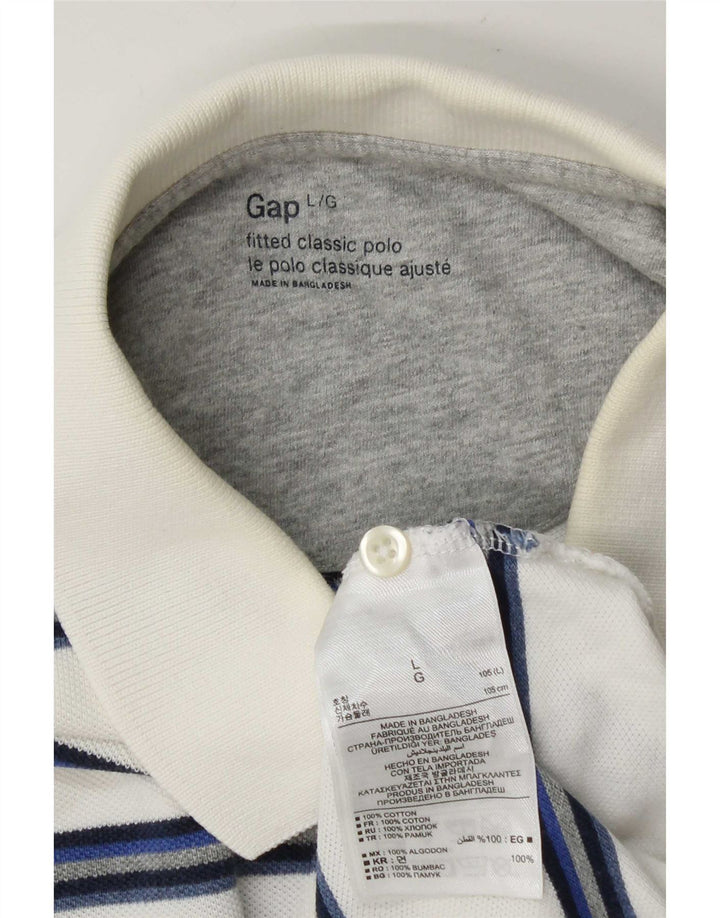 Camisa polo masculina Gap grande algodão listrado branco