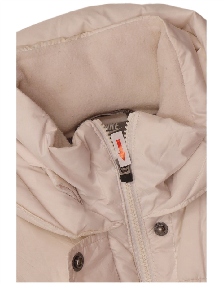 Colete acolchoado com capuz feminino Nike UK 12/14 médio branco poliéster
