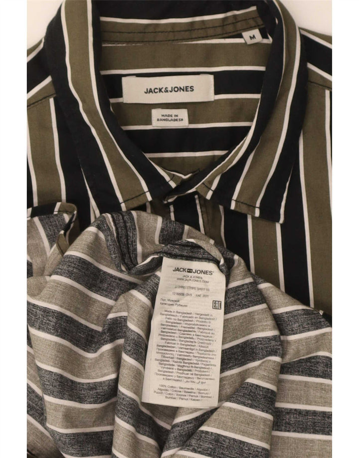 Camisa masculina Jack & Jones manga curta regular fit listrada verde médio
