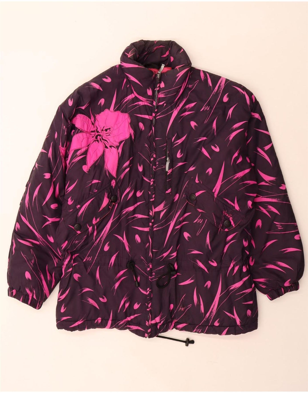 Diadora Womens Oversized Windbreaker Coat UK 14 Médio Roxo Floral