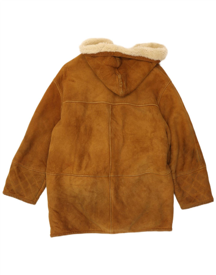 Jaqueta feminina com capuz Shearling Conbipel Reino Unido 16 grande bege