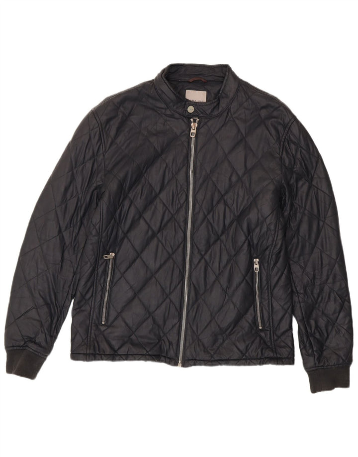 Jaqueta acolchoada masculina Zara UK 42 XL poliéster preto
