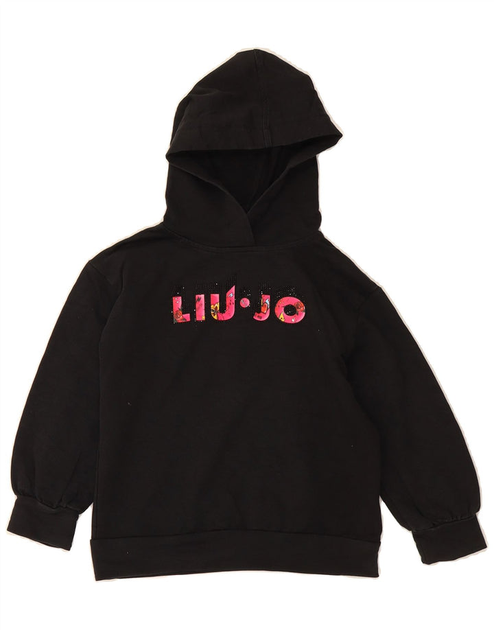 LIU JO Girls Graphic Hoodie Jumper 9-10 Years Black Vintage Liu Jo and Second-Hand Liu Jo from Messina Hembry 