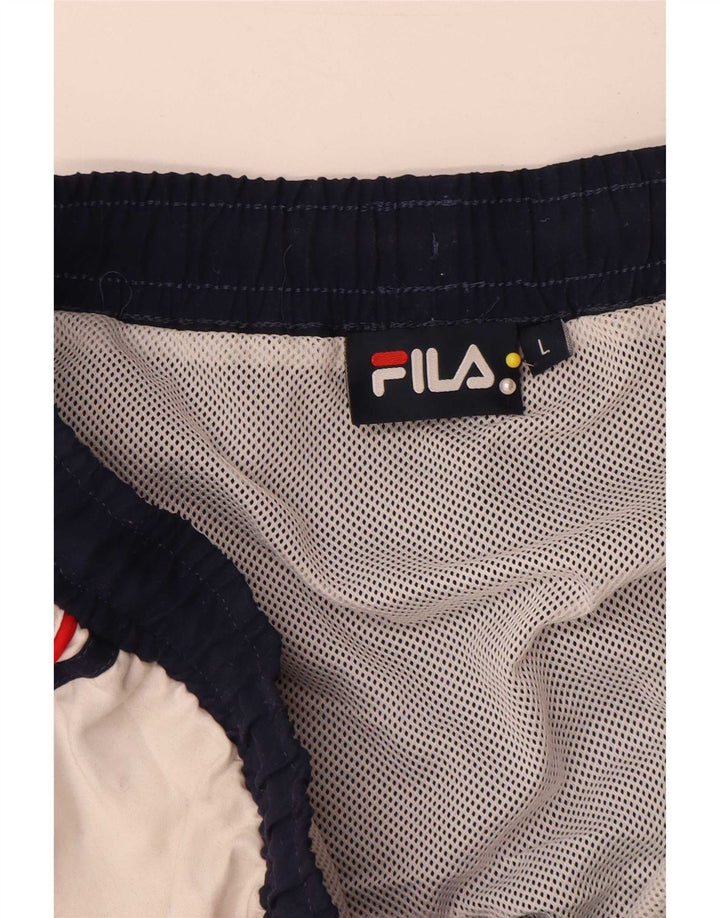 Shorts de natação masculino Fila grande poliéster colorblock azul marinho