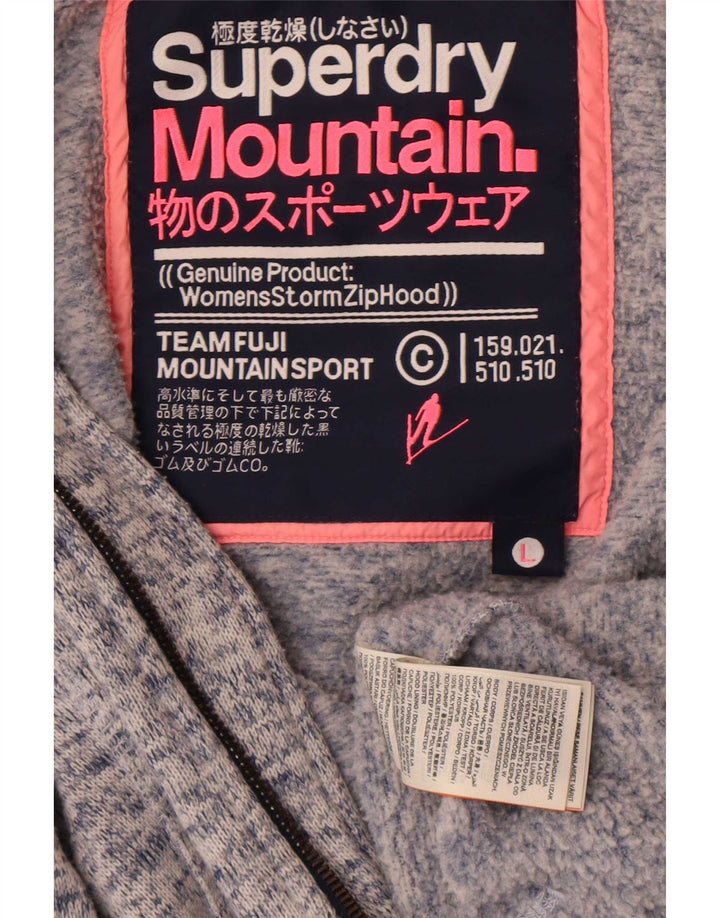 Suéter masculino Superdry com capuz e zíper Reino Unido 14 grande poliéster manchado azul