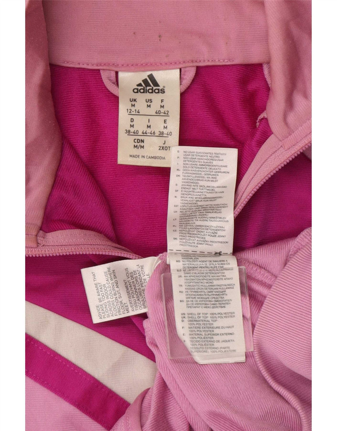 Adidas Womens Tracksuit Top Jacket UK 12/14 Medium Pink Colourblock