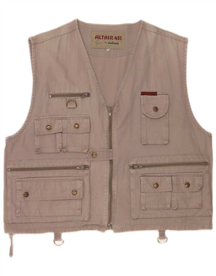 Colete utilitário masculino vintage UK 38 cinza médio