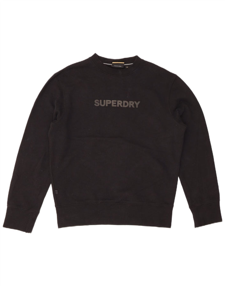 SUPERDRY moletom gráfico masculino jumper pequeno algodão preto