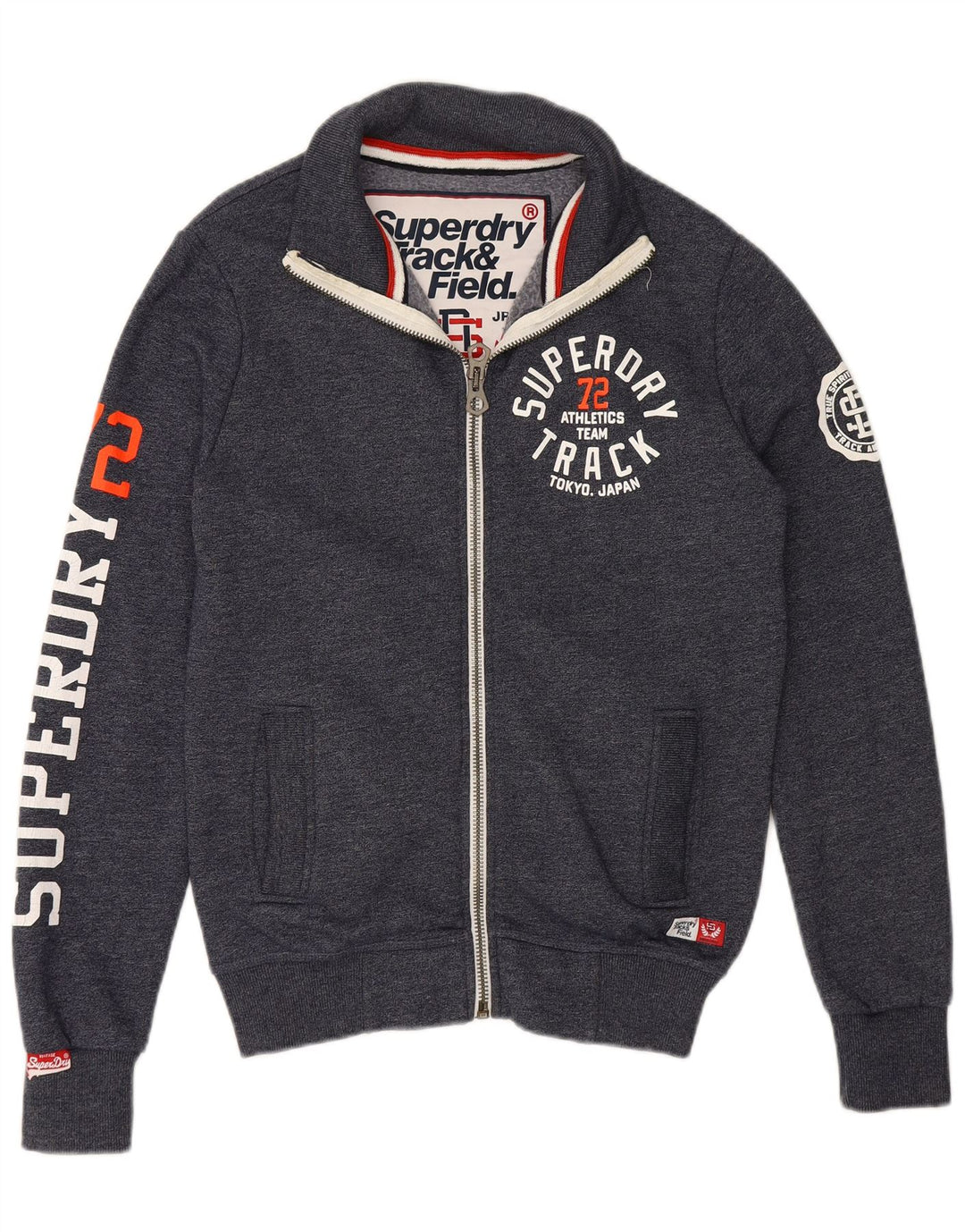 SUPERDRY Jaqueta masculina de agasalho gráfico pequena de algodão azul marinho