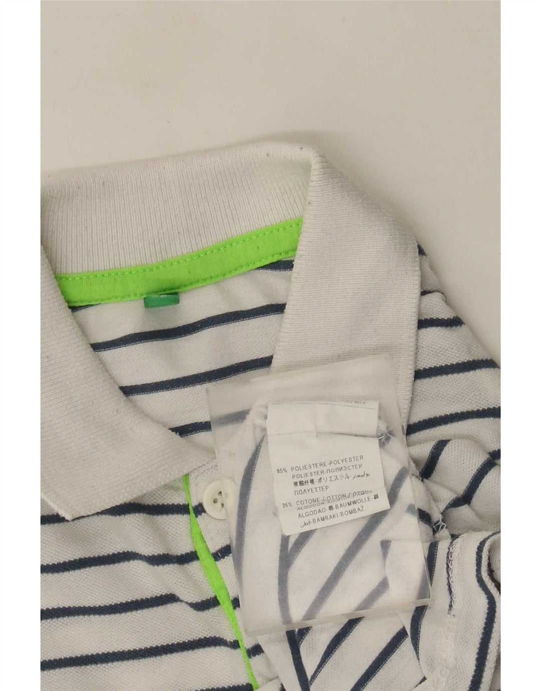 Polo Benetton Boys 8-9 Anos Grande Poliéster Listrado Branco