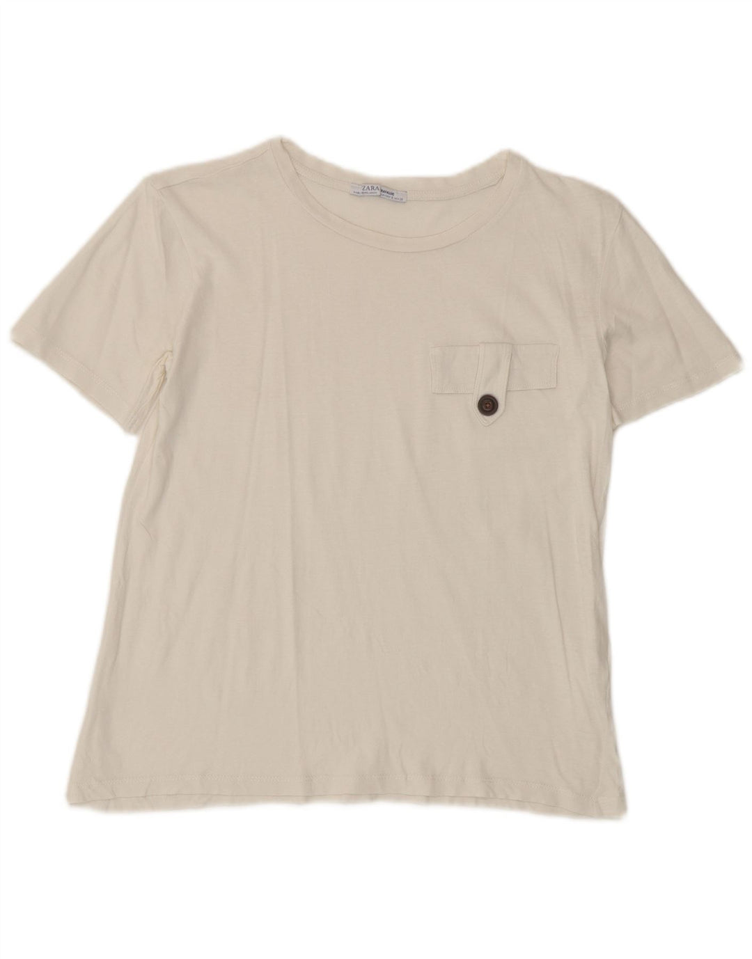 Camiseta feminina Zara Top UK 10 pequena branca
