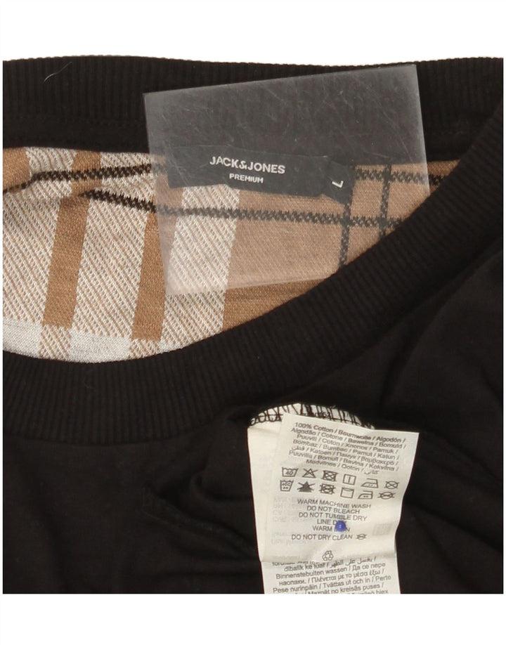 Camiseta masculina JACK & JONES grande algodão preto