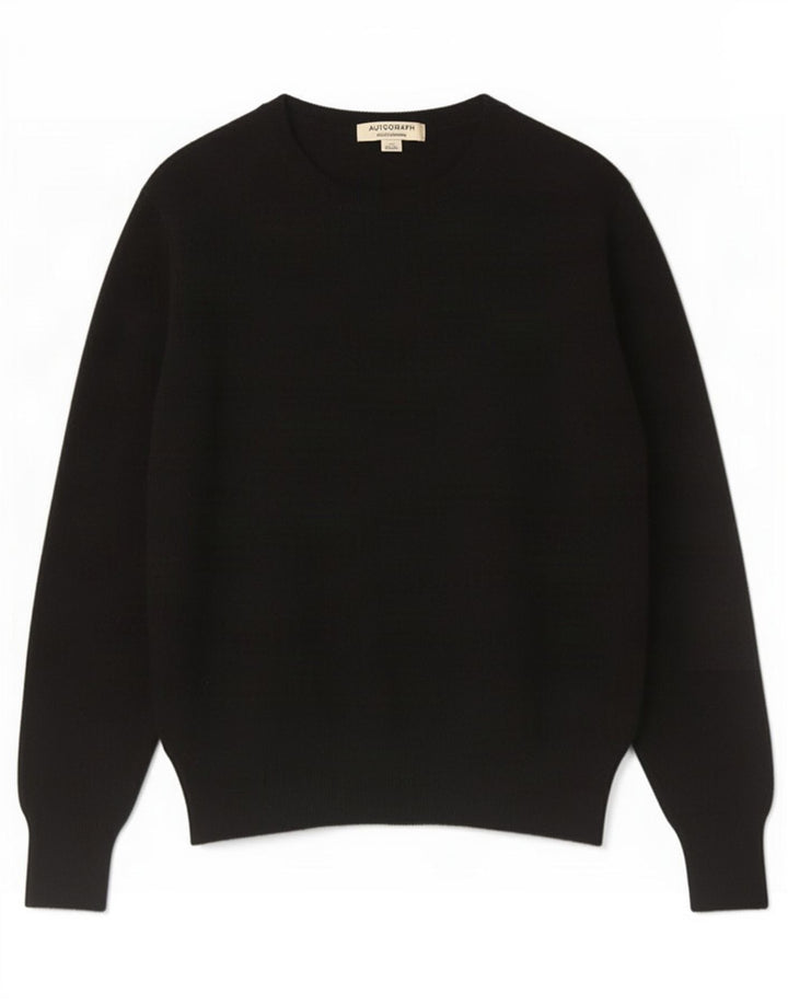 Suéter feminino Marks & Spencer com gola redonda Reino Unido 12 médio preto
