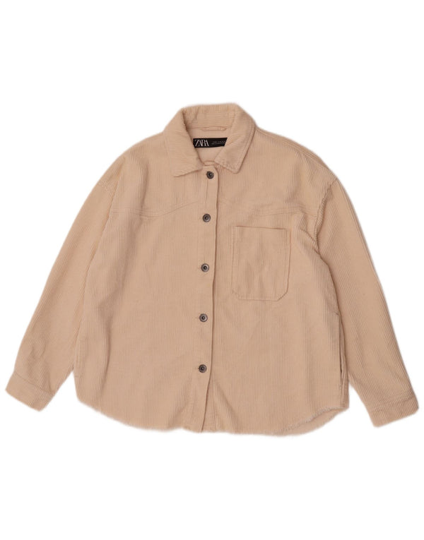Jaqueta de veludo Zara feminina grande Reino Unido 6 XS Bege