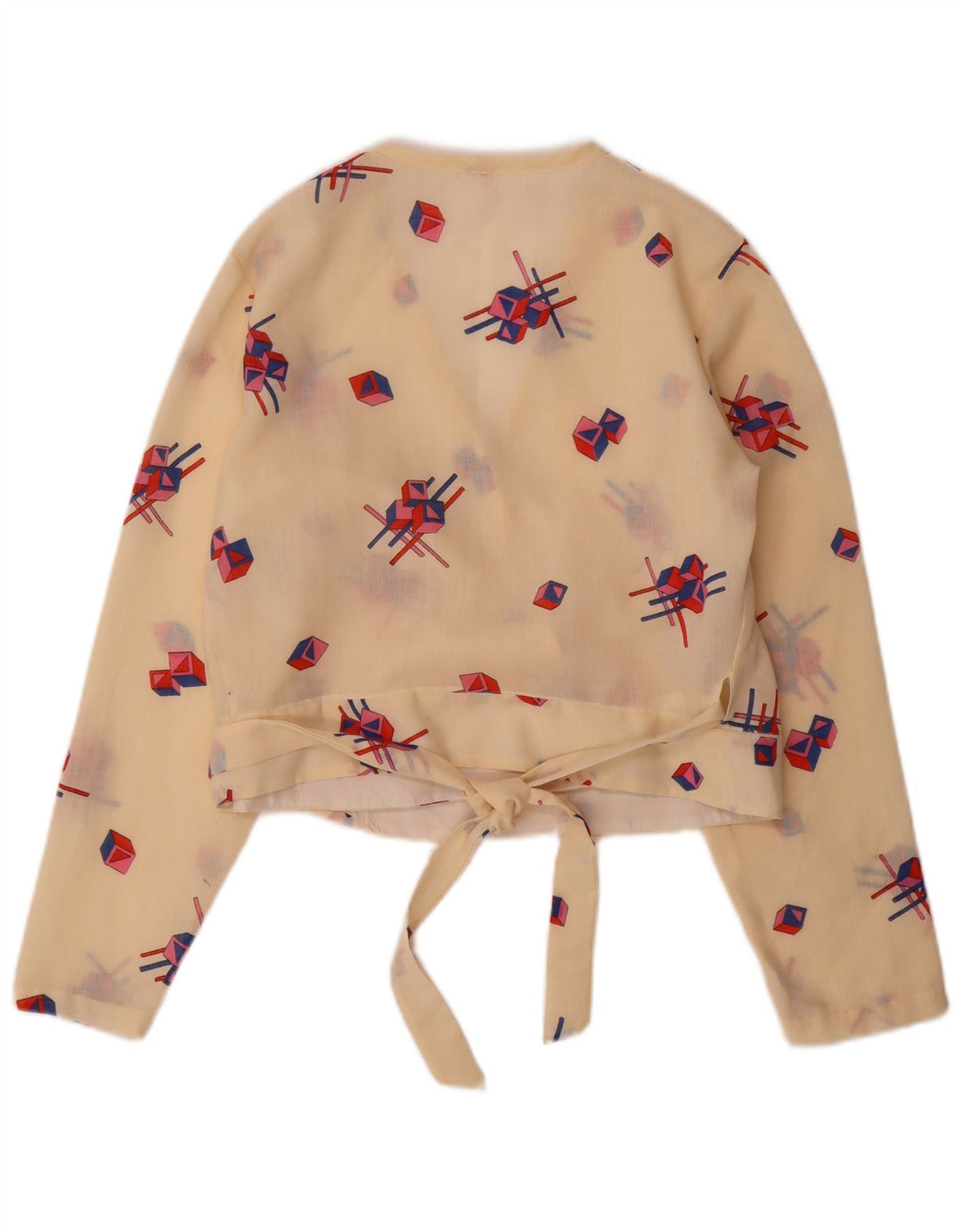 Blusa feminina Trevira cropped manga comprida IT 42 médio bege geométrico