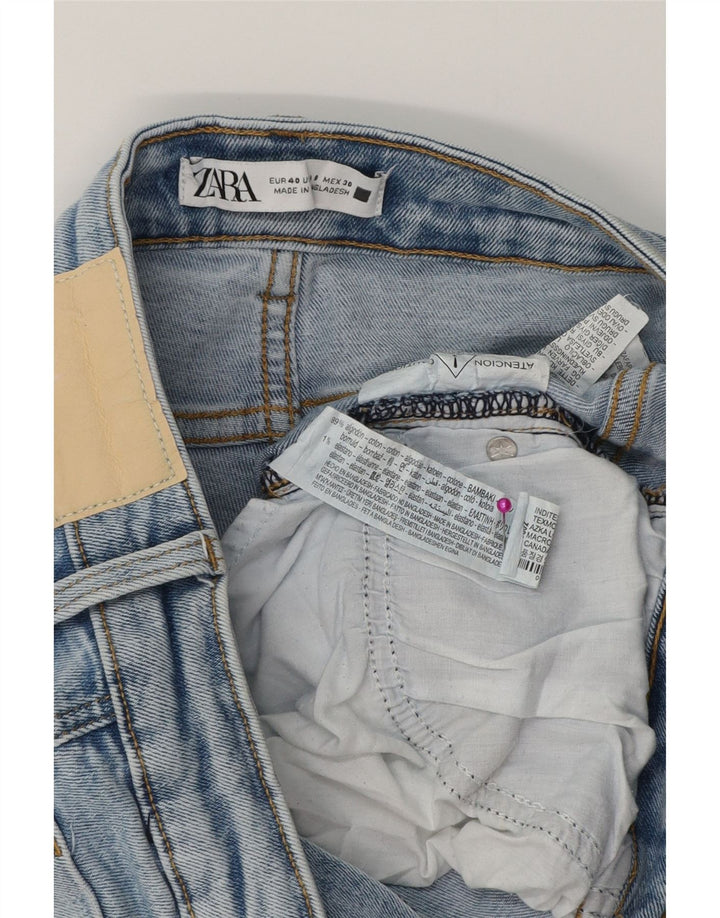 ZARA Calça Jeans Feminina Crop Bootcut EU 40 Médio W30 L25 Azul Algodão