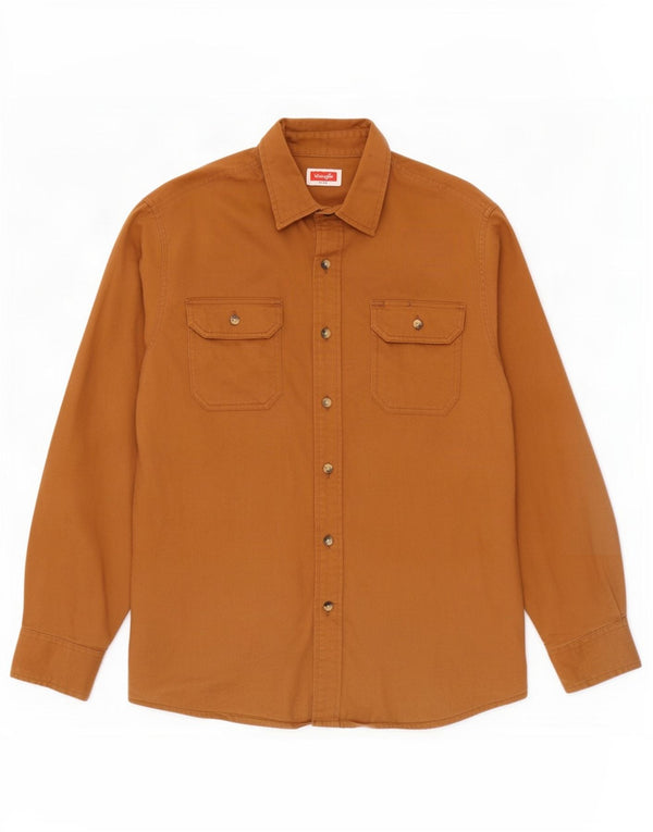 Camisa masculina Wrangler de algodão marrom médio