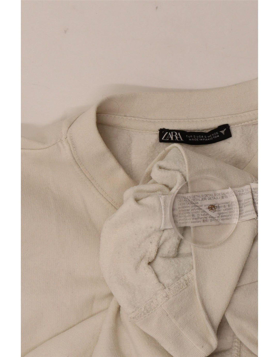 Moletom Zara feminino cropped UK 10 pequeno algodão branco