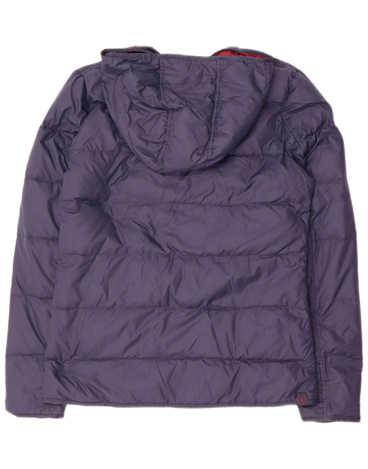 Jaqueta feminina acolchoada com capuz FAT FACE UK 10 pequena azul marinho nylon