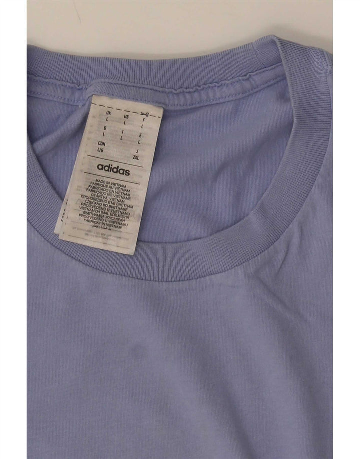 Adidas Mens Camiseta Top Grande Algodão Azul