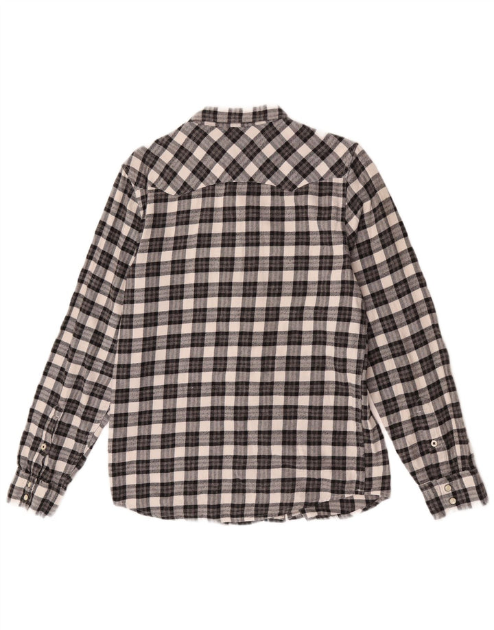 Camisa masculina Lee de flanela de ajuste regular, pequena, preta, xadrez, algodão
