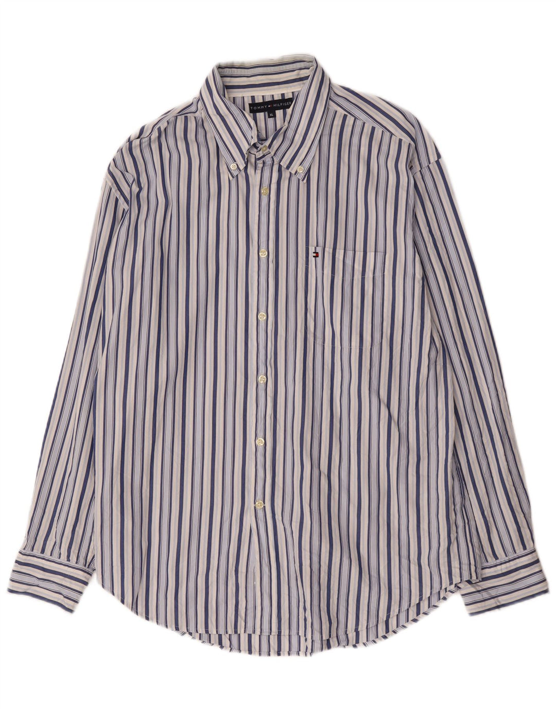 Camisa masculina Tommy Hilfiger XL listrada azul de algodão