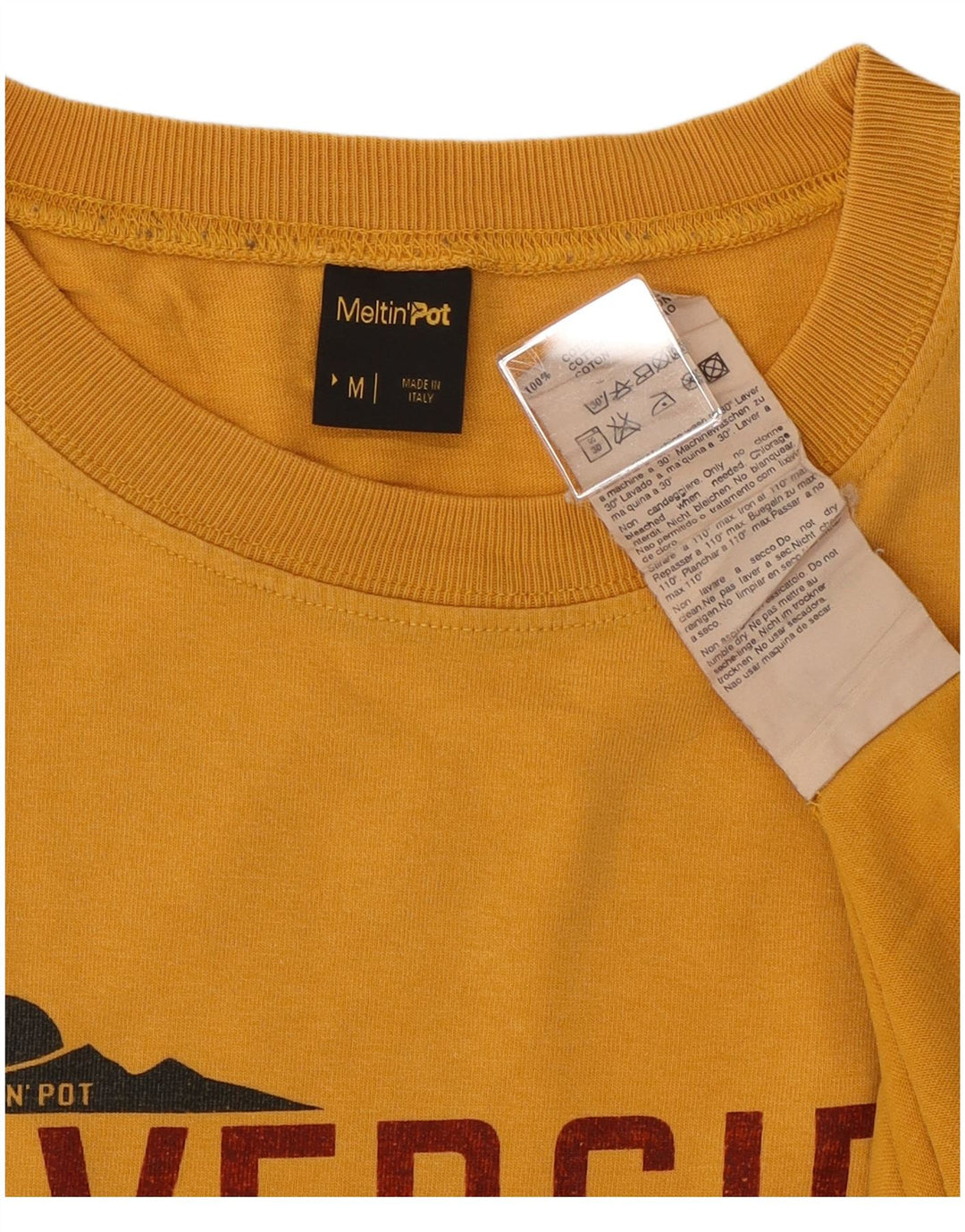Camiseta masculina Meltin' Pot com estampa gráfica de algodão amarelo médio