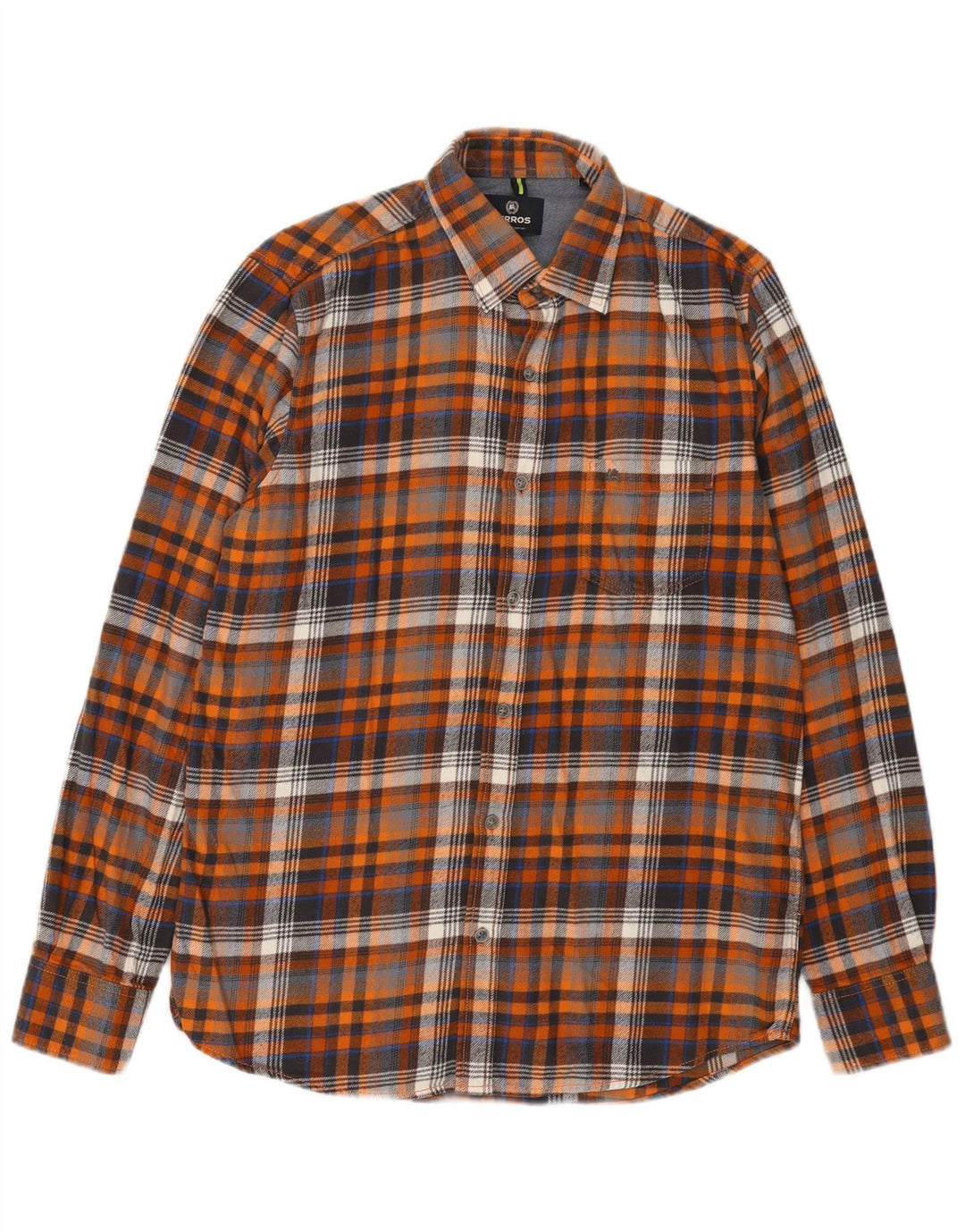 Camisa masculina de flanela Lerros médio laranja algodão xadrez