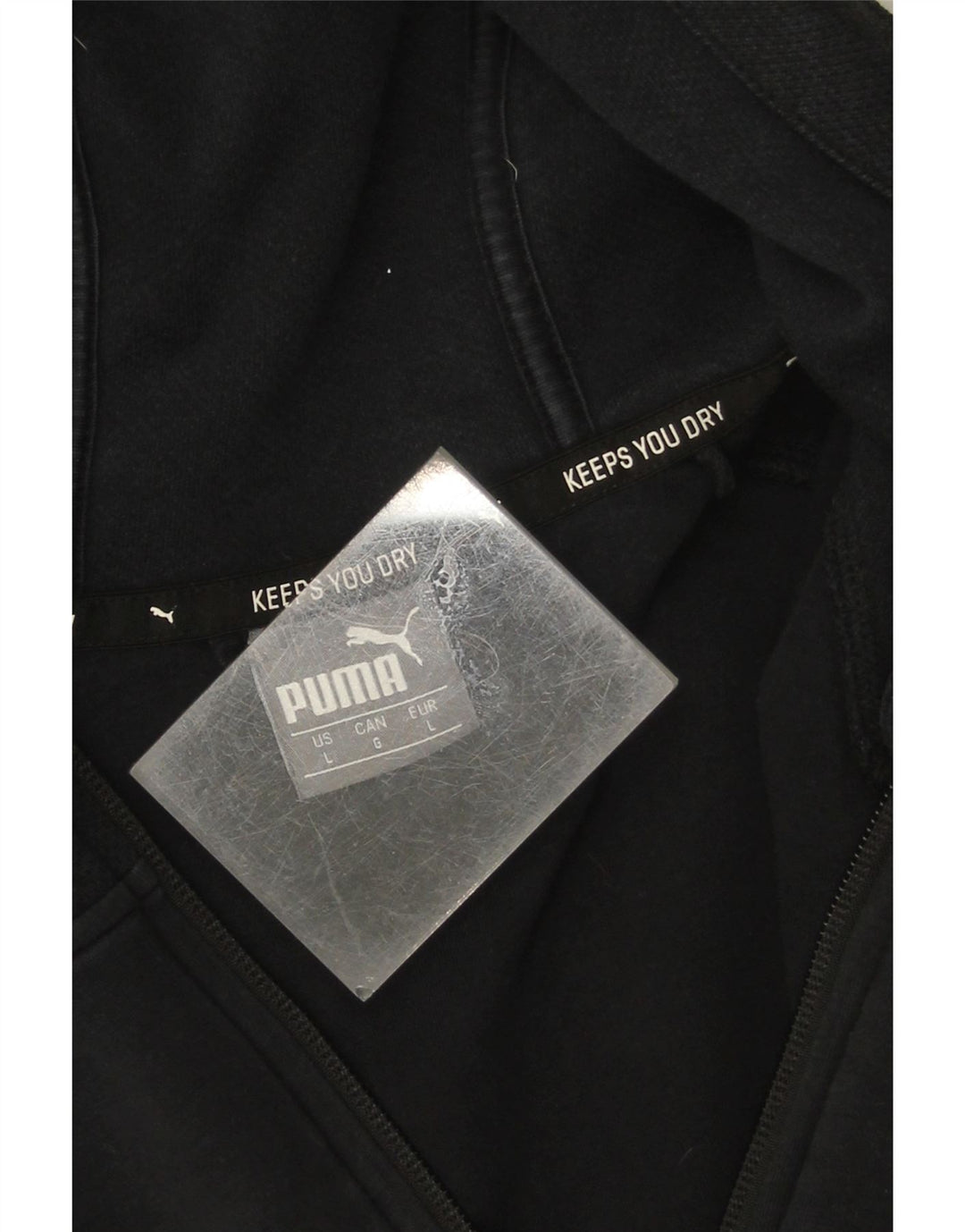 Suéter masculino Puma com capuz e zíper grande algodão preto