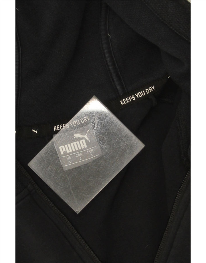 Suéter masculino Puma com capuz e zíper grande algodão preto