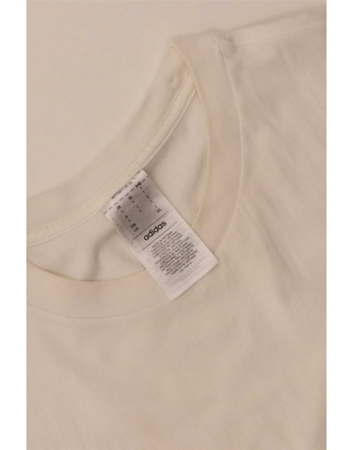 Adidas Mens Camiseta Top Grande Algodão Branco