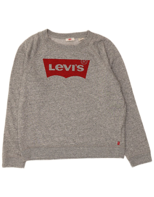 Suéter gráfico feminino Levi's UK 16 grande algodão manchado cinza