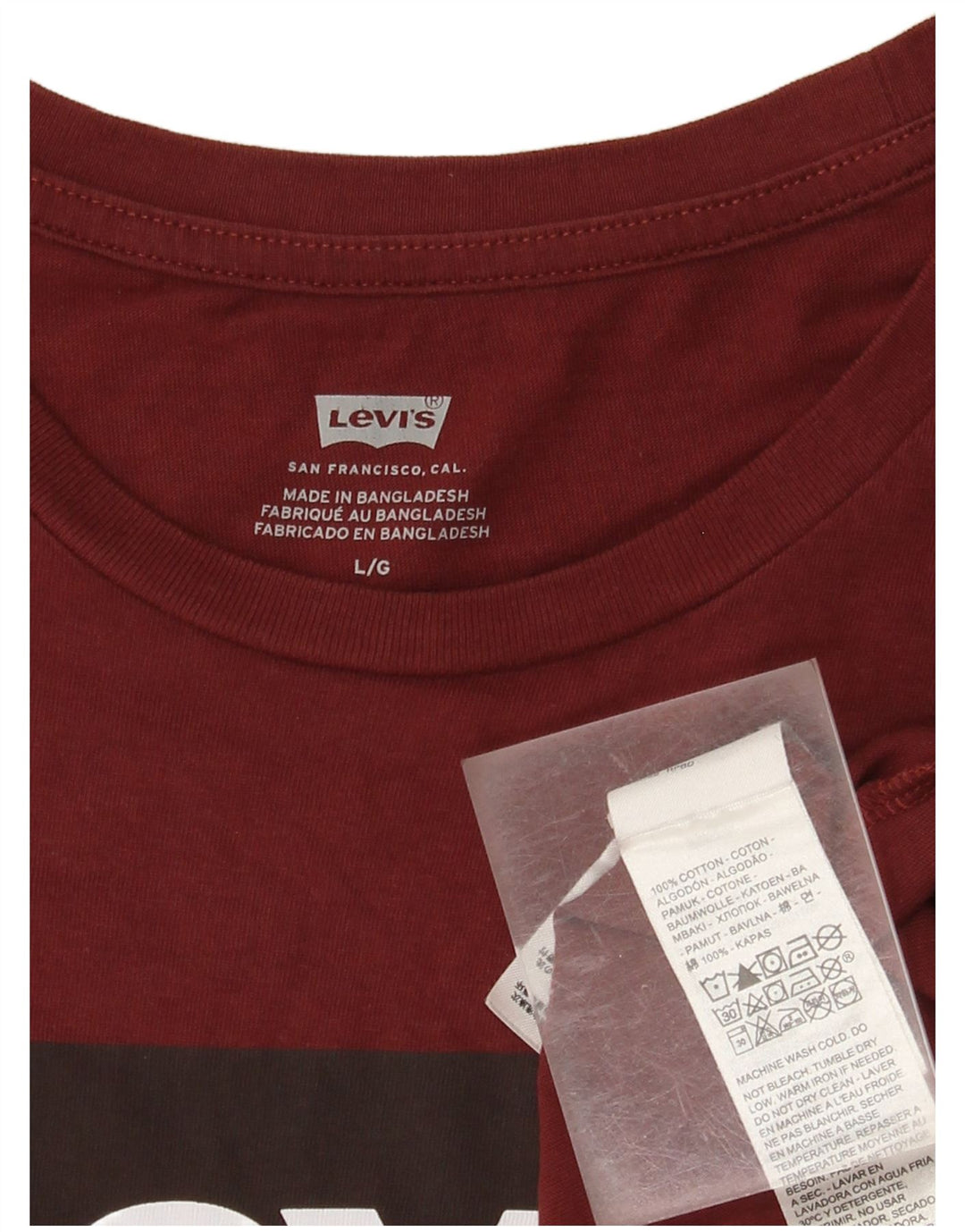 Camiseta gráfica masculina Levi's Top grande de algodão Borgonha