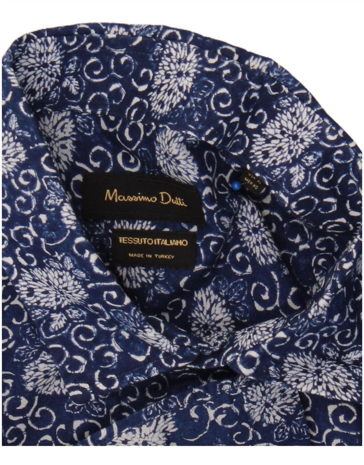 Camisa masculina Massimo Dutti XL azul marinho floral