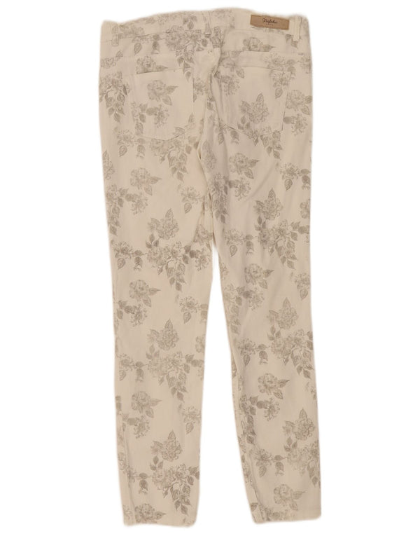 Calça feminina Zara Trafaluc Slim Casual UE 38 Pequeno W28 L27 Branco Floral