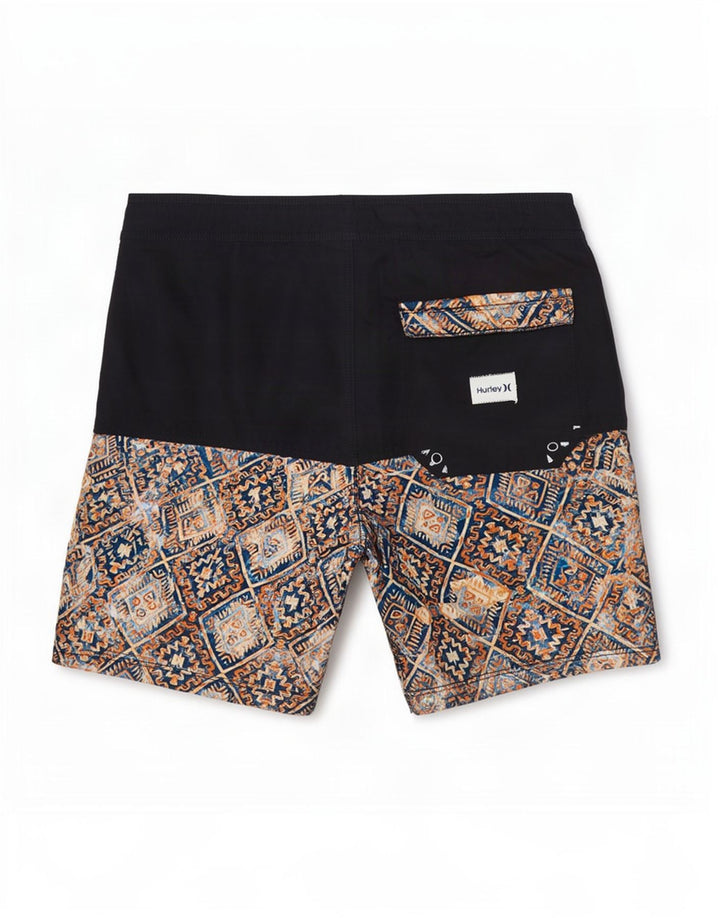 Shorts de natação masculino Hurley pequeno poliéster geométrico preto