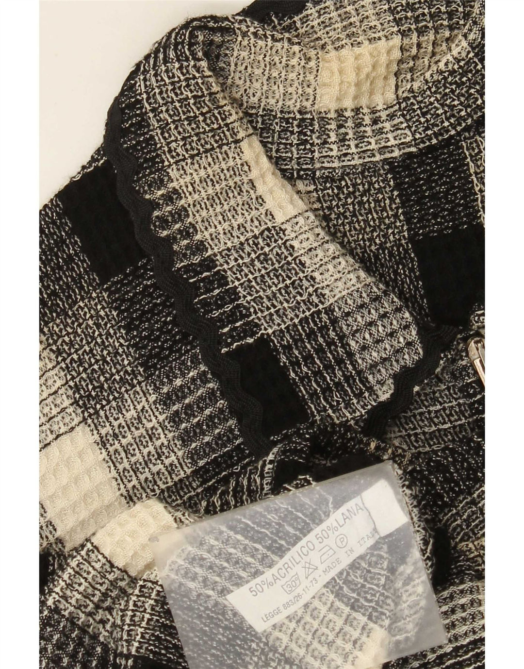 Suéter cardigã feminino vintage sem mangas UK 12 xadrez multicolorido médio