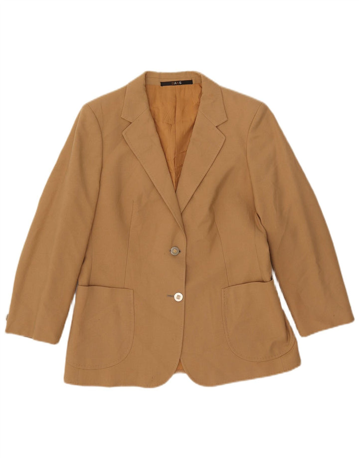 Jaqueta blazer feminina DAKS com 2 botões Reino Unido 12 lã marrom médio