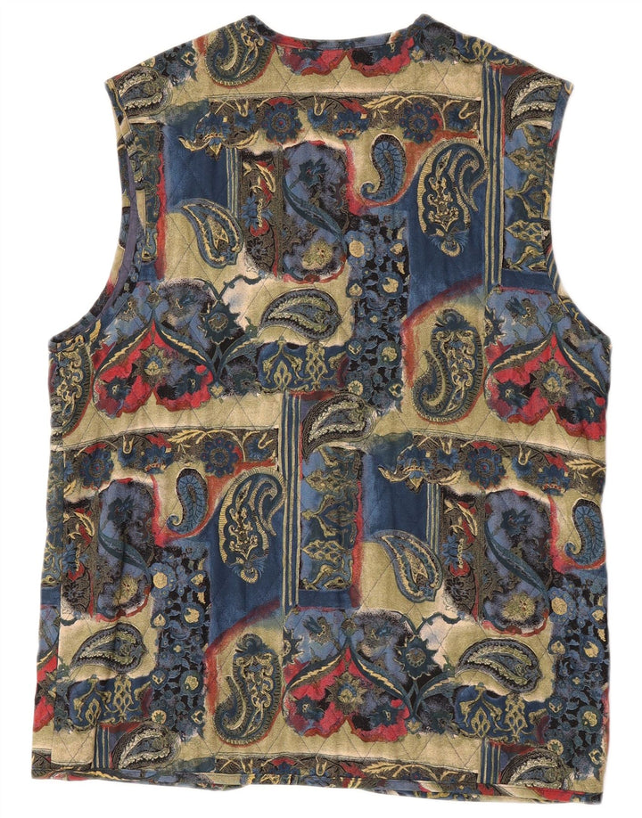 Colete acolchoado feminino vintage EU 42 grande paisley multicolorido