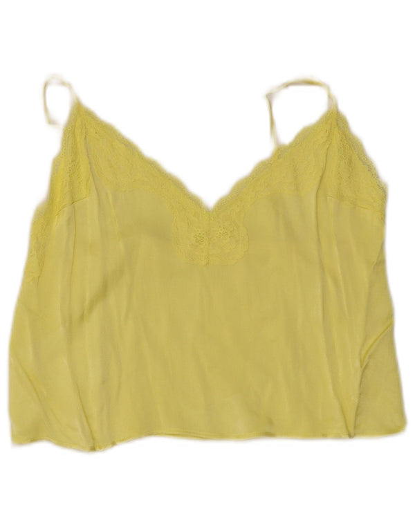 Cami Top Feminino Vintage UK 10 Pequeno Amarelo