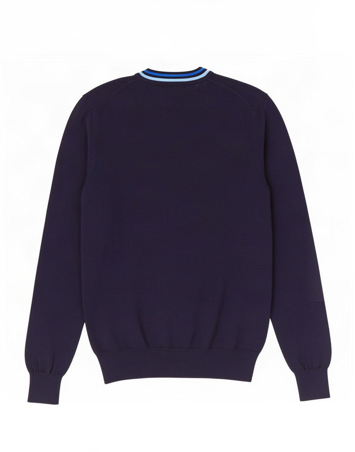 Suéter masculino Fred Perry com gola V e algodão azul marinho médio